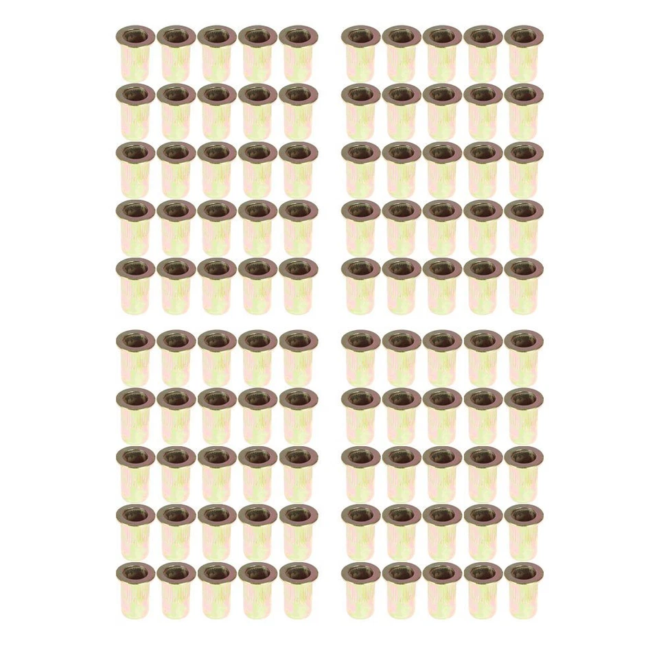 CIRCLE- 100 Pack M6 Metric Carbon Steel Rivet Nut Flat Head Threaded Insert Nutsert