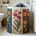 thumbnail image 5 of Boho Floral Embroidery Laundry Basket,Quilted Fabric Storage Hamper with Sturdy Handles,Vintage Botanical Print Organizer for Dirty Clothes,Towels and Home Decor, 5 of 6