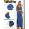 thumbnail image 2 of Split Maternity Dress Sleeveless Long Pregnancy Dress Ruched Maternity Clothes for Women, 2 of 4