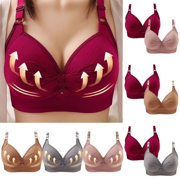 Utoimkio 2 Pack Push Up Bras for Women No Underwire Full Coverage T Shirt Bras for Women Comfortable Breathable Everyday Bras