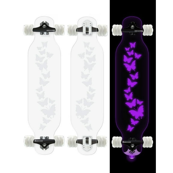 Shark Wheel Clear Butterfly Complete Longboard with Lights