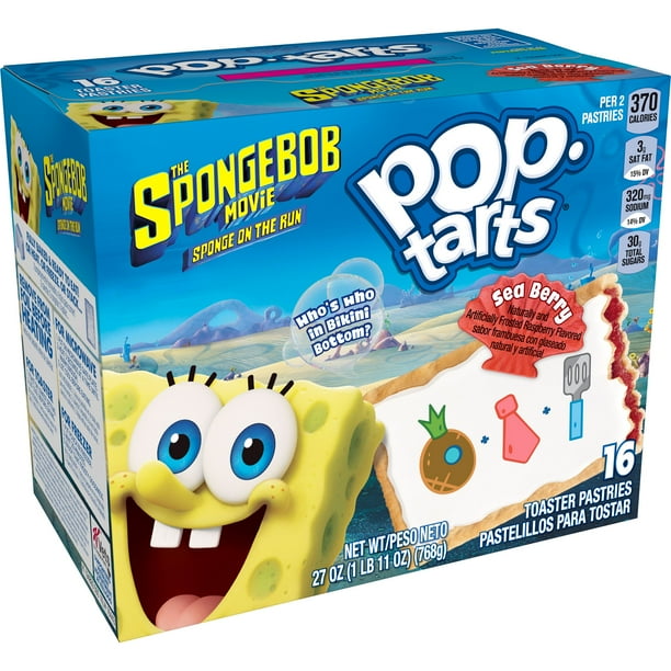 PopTarts Spongebob Limited Edition, Sea Berry, 16 Toaster Pastries, 27