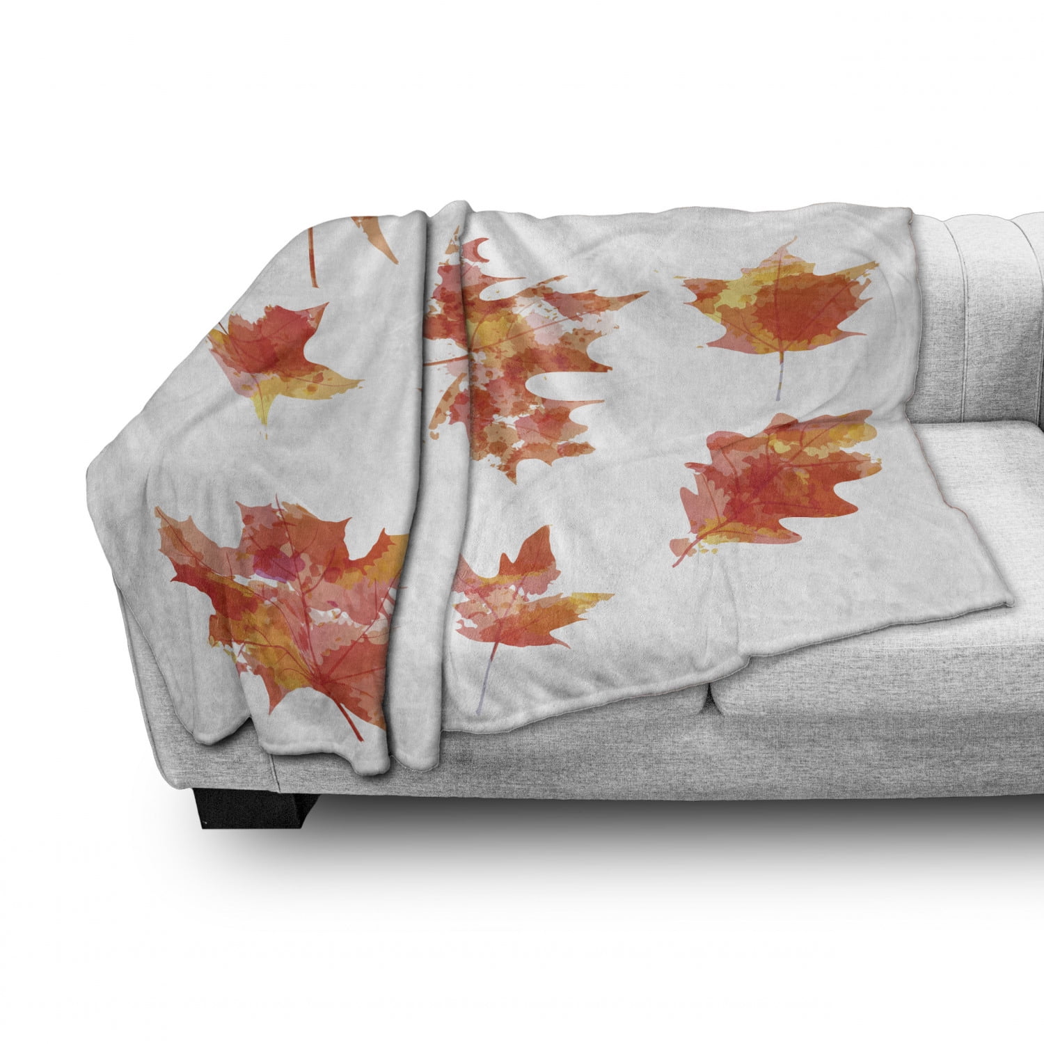 50 x 70 Burnt Orange Orange Cozy Plush for Indoor and Outdoor Use Ambesonne Leaves Soft Flannel Fleece Throw Blanket Watercolor Effect Autumn Season Maple Leaf Pattern Canadian Foliage 