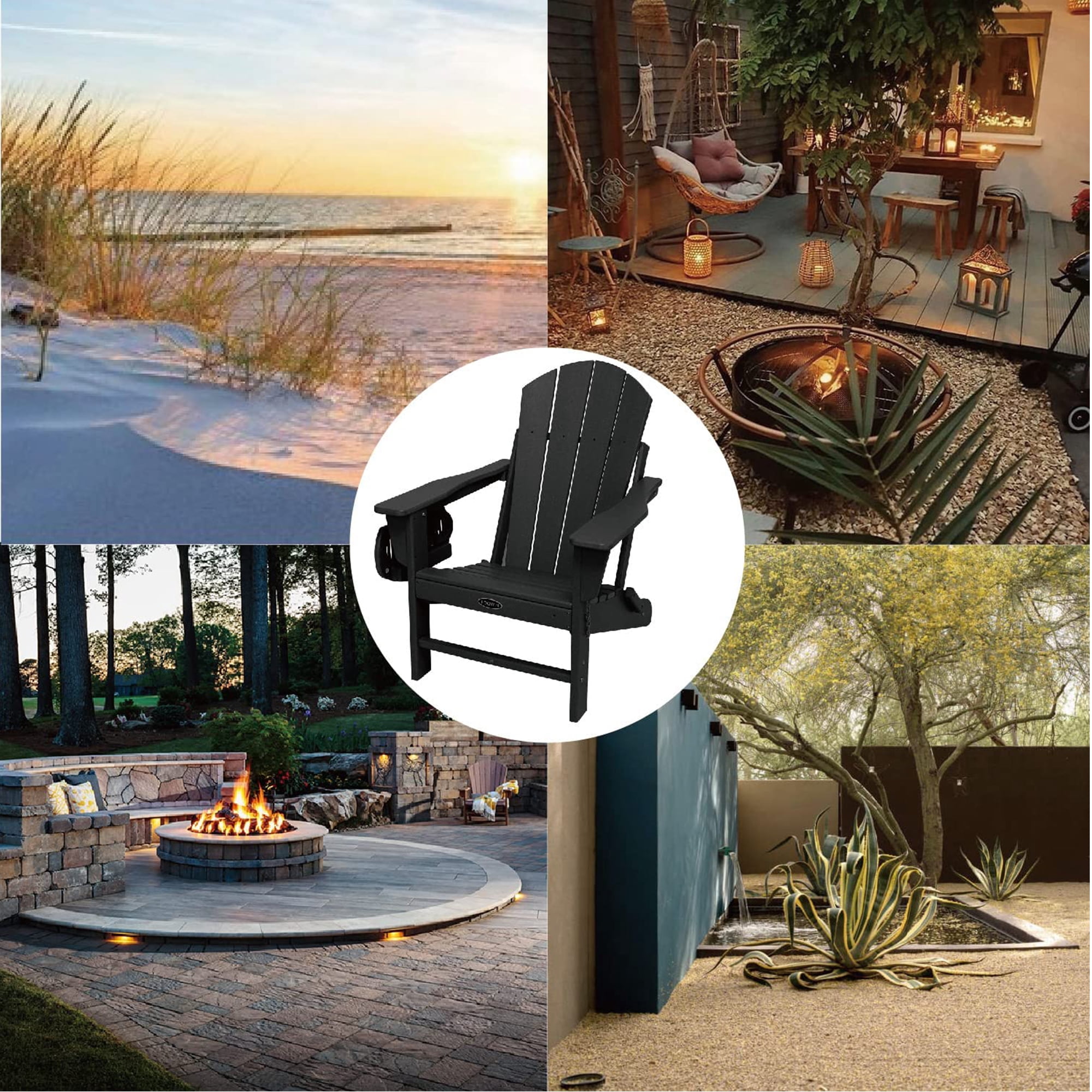 Folding Plastic Adirondack Chair Plastic Adirondack Chairs Weather Resistant Patio Chairs with Cup Holder