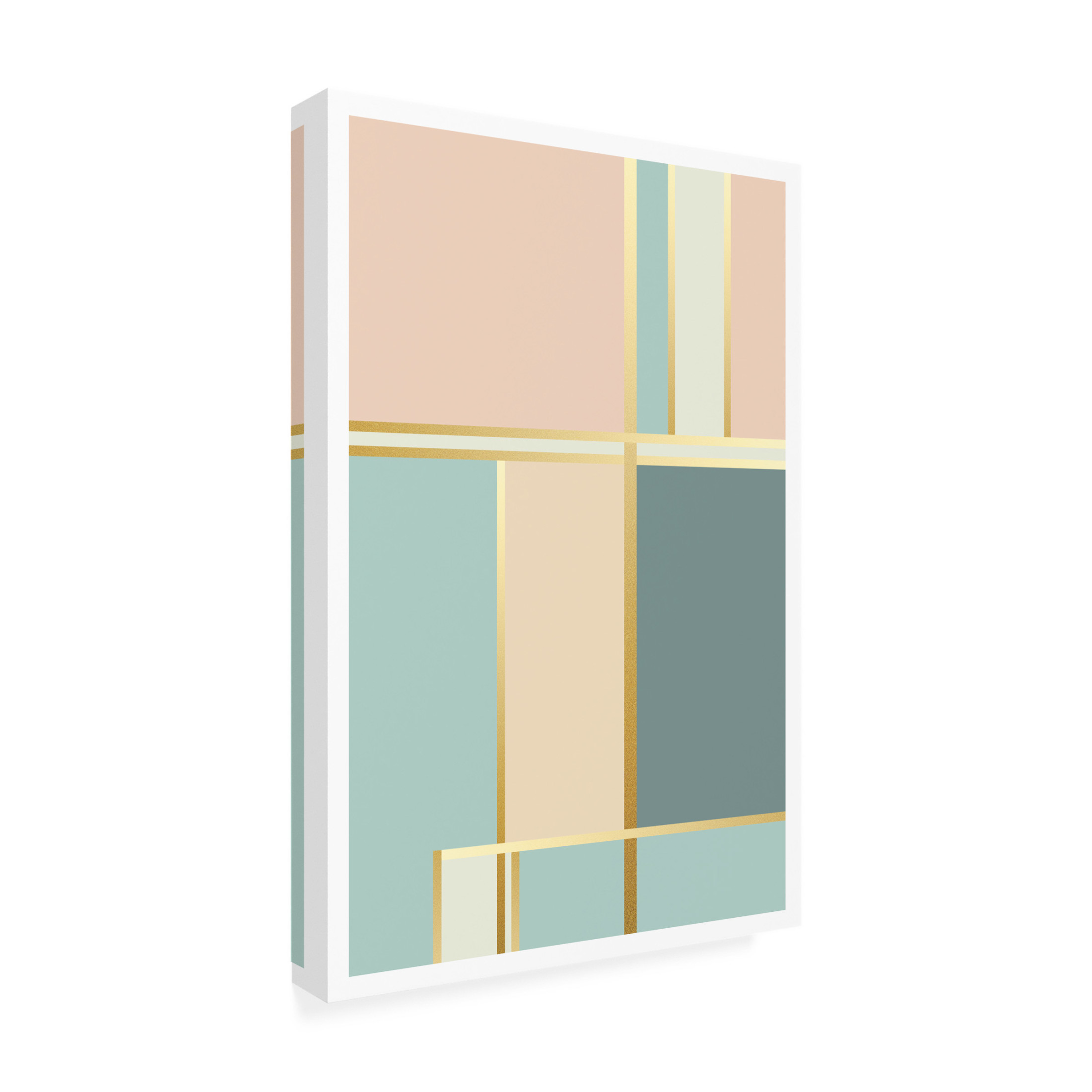 Canvas Wall Art - Tom Quartermaine 'Boho Pastel Abstract with Gold' Wall Art for Living Room, Bedroom, or Office Décor by Trademark Fine Art - 30 x 47 Inches