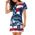 thumbnail image 2 of Rocae fisherman fishing with USA flag for Nightgowns for Women Sleep Shirts Short Sleeve Nightshirt Pullover Nightdress, 2 of 6