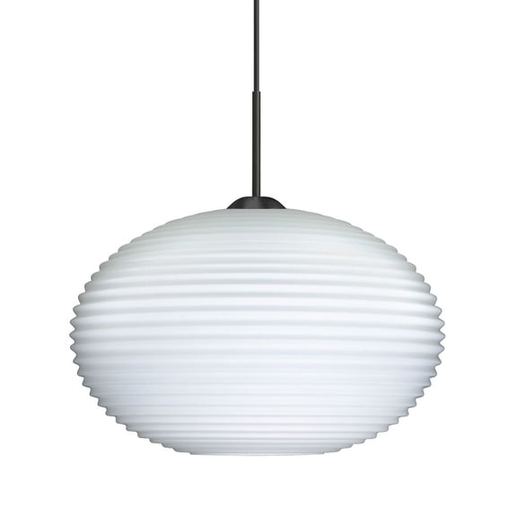 1JT-491207-BK Besa Lighting Pape 10-One Light Cord Pendant with Flat Canopy-10.25 Inches Wide by 6.88 Inches High-Black Finish-Opal Ribbed Glass