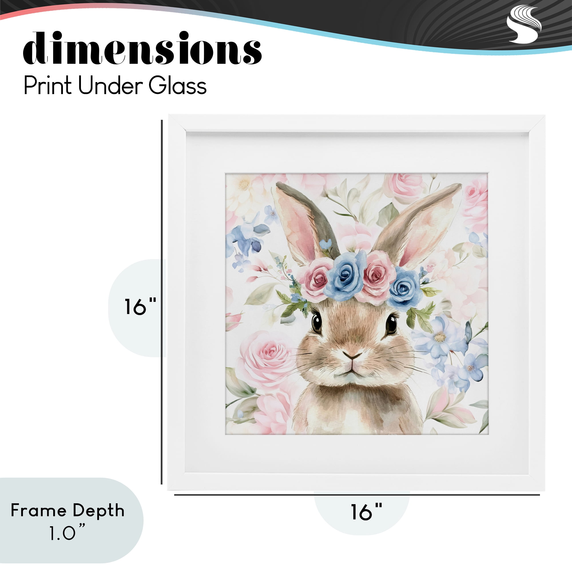 Stupell Industries Flower Power Bunny White Framed Print Under Glass, design by Tina LeCour