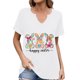 thumbnail image 1 of Corto para las Mujeres Casual Verano 2025 Pascua Impresión V-Cuello Camiseta, Ligero 95% Poliéster 5% Spandex Top para Toda la Temporada Hogar Y Diario, 1 of 7