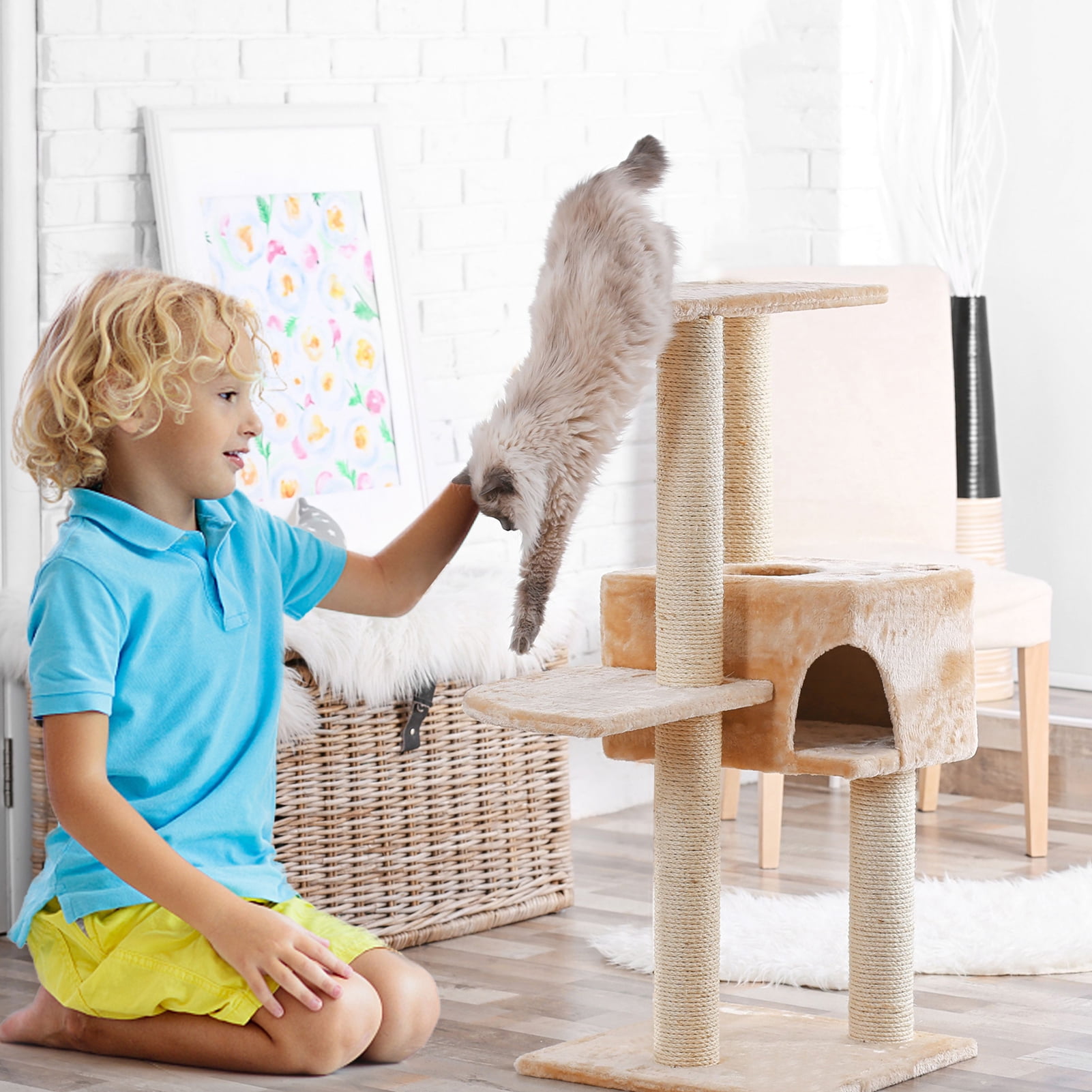 2 PCS M8 Cat Scratching Post Replacement, 15.7 x 3.1 Inch Sisal Pole Cat Tree Replacement Post with Screws, Refill Scratcher Posts for Indoor Kitten Tree Tower Spare Cat Furniture Protector