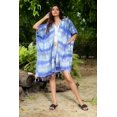 thumbnail image 3 of Brisas Tie and Dyed Handcrafted Beach Cover Up for Women Used as Swimsuit, Cardigan, Kimono, Kaftan Travel and Holiday - Blue Green Shibori Silk Rayon, 3 of 5