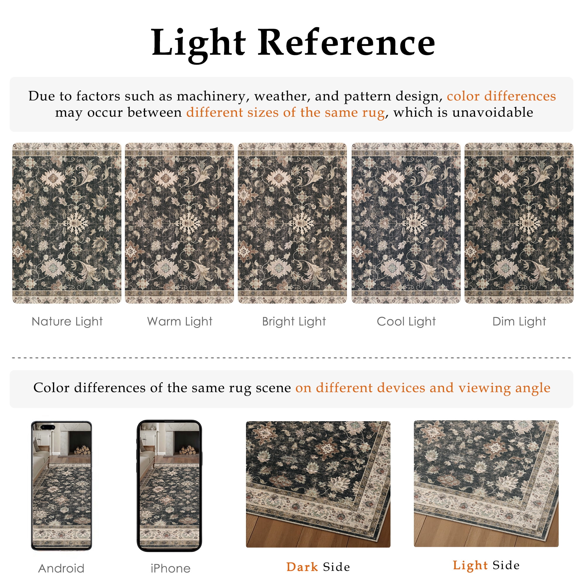 BERTHMEER 2'x3' Small Area Rugs for Entryway Doorway indoor Doormats Bathroom Machine Washable Non-slip Vintage Floral Oriental Rugs,Black
