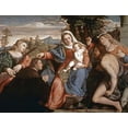 thumbnail image 2 of Palma, Jacopo il Vecchio 24x19 Black Ornate Wood Framed with Double Matting Museum Art Print Titled - Sacre Conversazione, 2 of 4