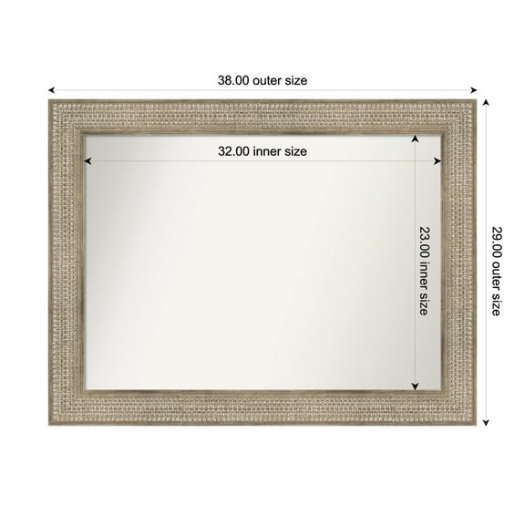 Amanti Art Custom Wall and Bathroom Mirror (29 x 38 in.), Trellis Silver Frame