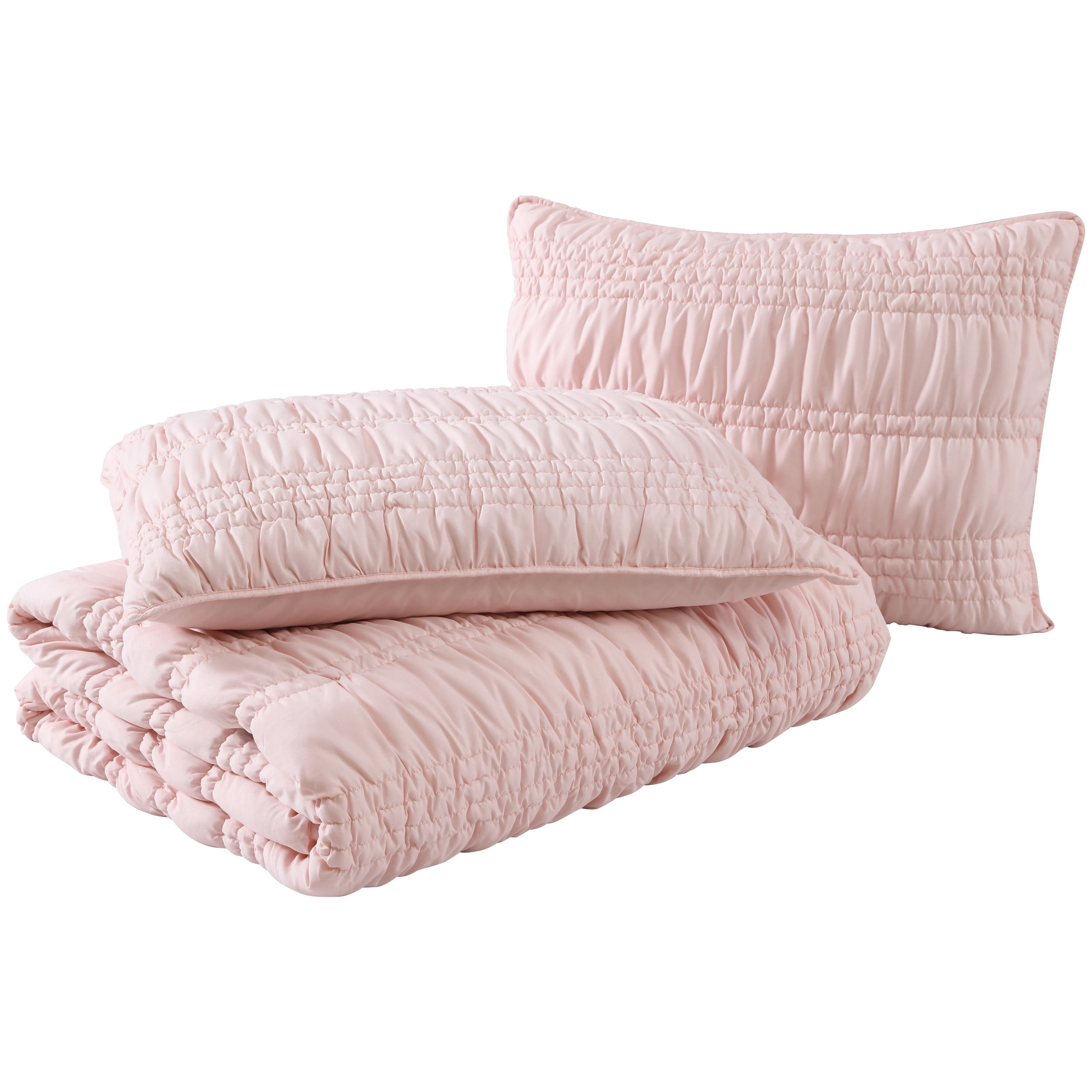 Poppy & Fritz Scrunch Stripe Pink Full/Queen Quilt Set