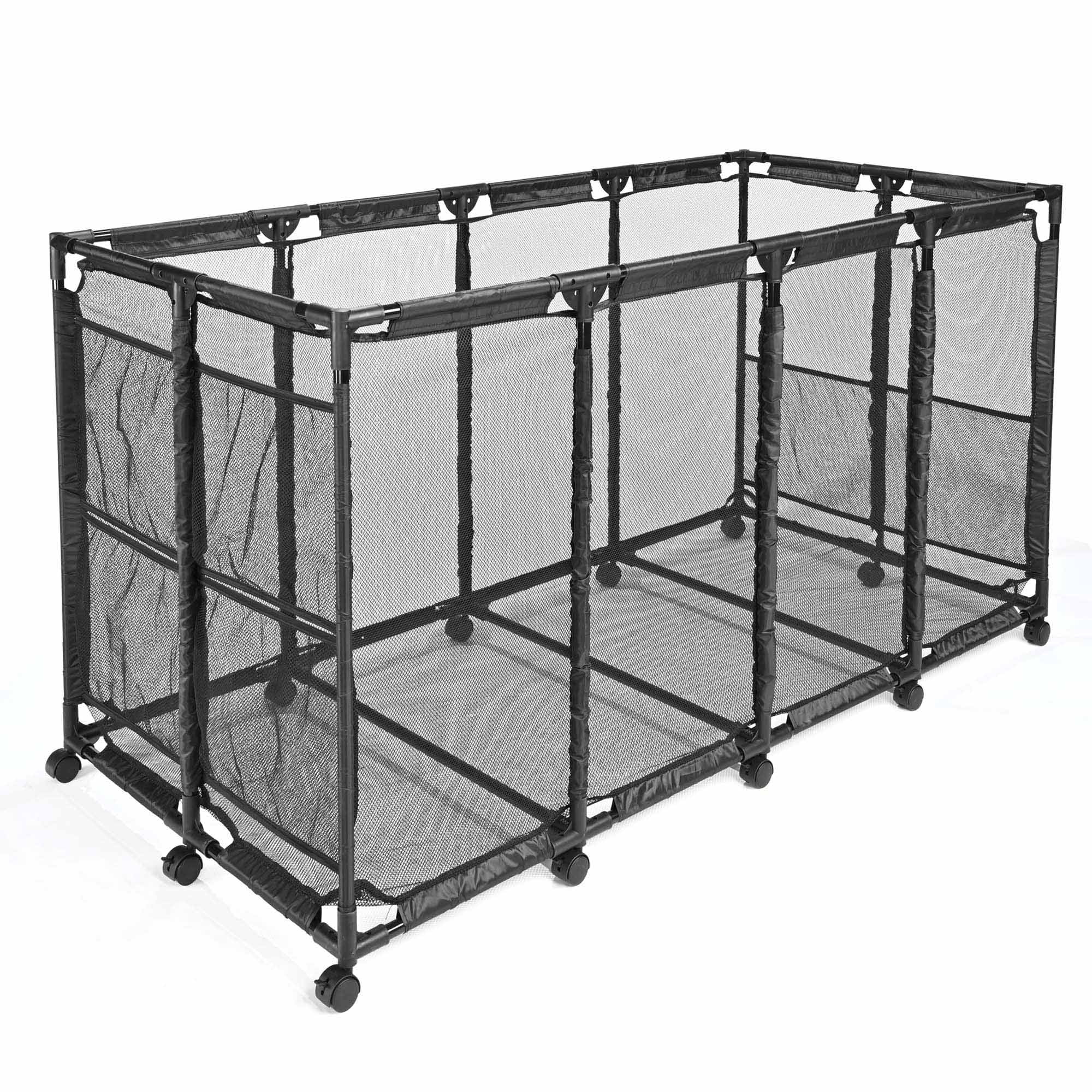 Mesh Pool Storage Bin Rolling Cart Storage Organizer Metal Frame