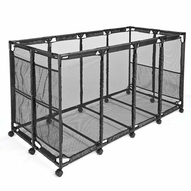 Mesh Pool Storage Bin Rolling Cart Storage Organizer Metal Frame Noodle Float