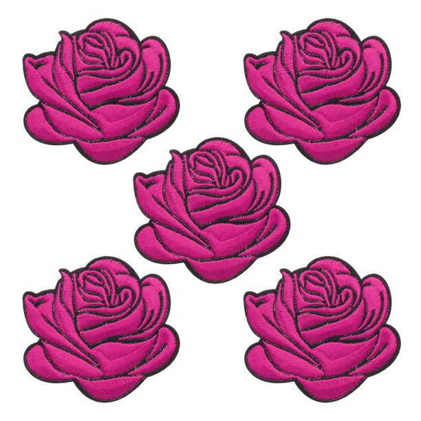 5 Piezas de Parche Bordado de Rosa Roja, Parches Decorativos de Flor 3D para Vestidos y Jeans de Mujer