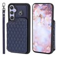thumbnail image 1 of Funda con textura de cuadrícula y cordón para Samsung Galaxy A54 5G (negra), 1 of 5