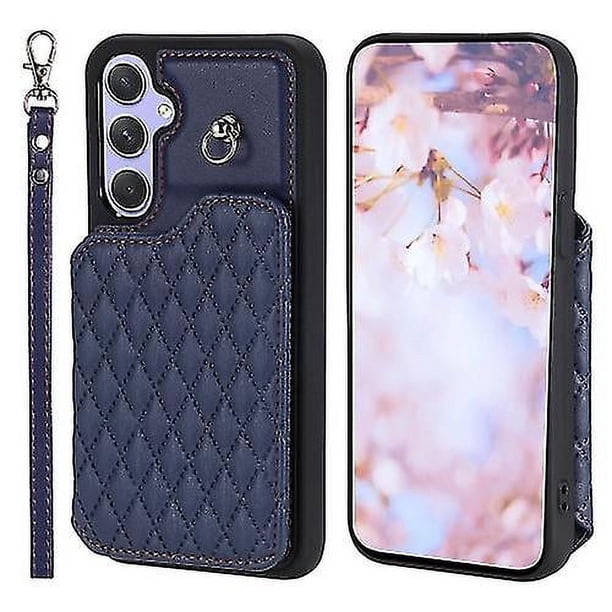 Funda con textura de cuadrícula y cordón para Samsung Galaxy A54 5G (negra)