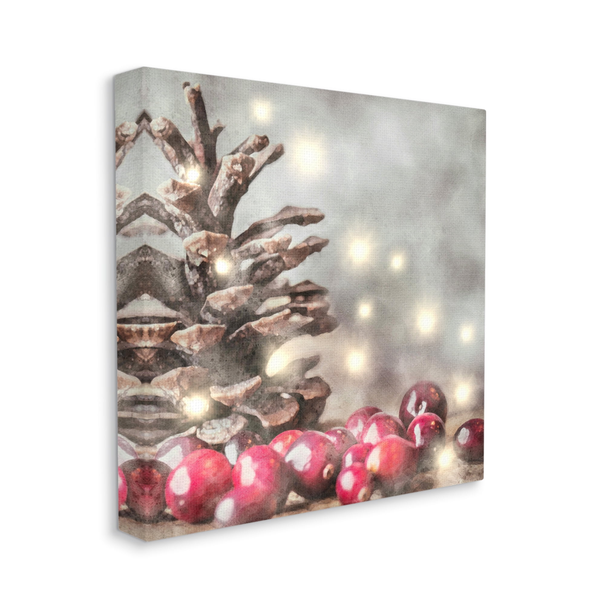 Stupell Industries Woodland Holiday Pinecone Holiday Painting Gallery Wrapped Canvas Print Wall Art, 30 x 30