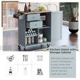 thumbnail image 2 of EUROCO Kitchen Islands with Storage, Kitchen Island on Wheels with Solid wood Countertop, 3 Adjustable Shelves, Spice Rack,Towel Rack and 2 Drawers for Kitchen Dining Rooms Living Rooms, Grey Blue, 2 of 6