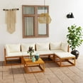 thumbnail image 1 of vidaXL 6 Piece Garden Lounge Set with Cushion Cream Solid Acacia Wood, 1 of 5