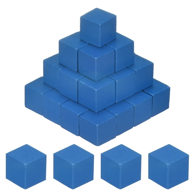 Uxcell Paquete de 50 Cubos de Madera DIY, Bloques de Madera Natural de 1.5cm en Color, Azul