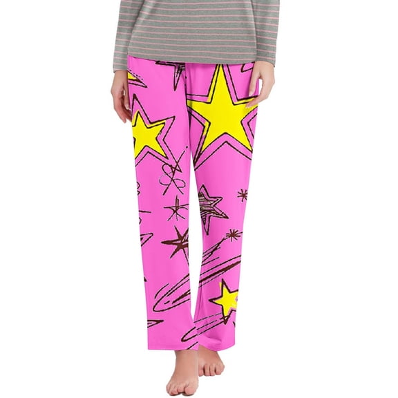 Aofany Pajama Pants for Women Floral Printed Elastic Waist Pajama Bottoms Casual Comfy Loose Cotton Sleepwear Plus Size Full Length Pants with Pockets