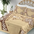 thumbnail image 5 of Ambesonne Eiffel Tower Fitted & Top Sheet Set with Shams, Love in Paris Flowers, Beige Chocolate, 5 of 8