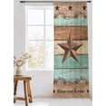 thumbnail image 3 of Sheer Curtains 96 Inches Long, Western Texas Star Vintage Semi Sheer Curtains Light Filtering Window Treatment, Retro Farmhouse Brown Green Wood Grain Privacy Voile Drapes for Living Room 52x96 Inch, 3 of 7