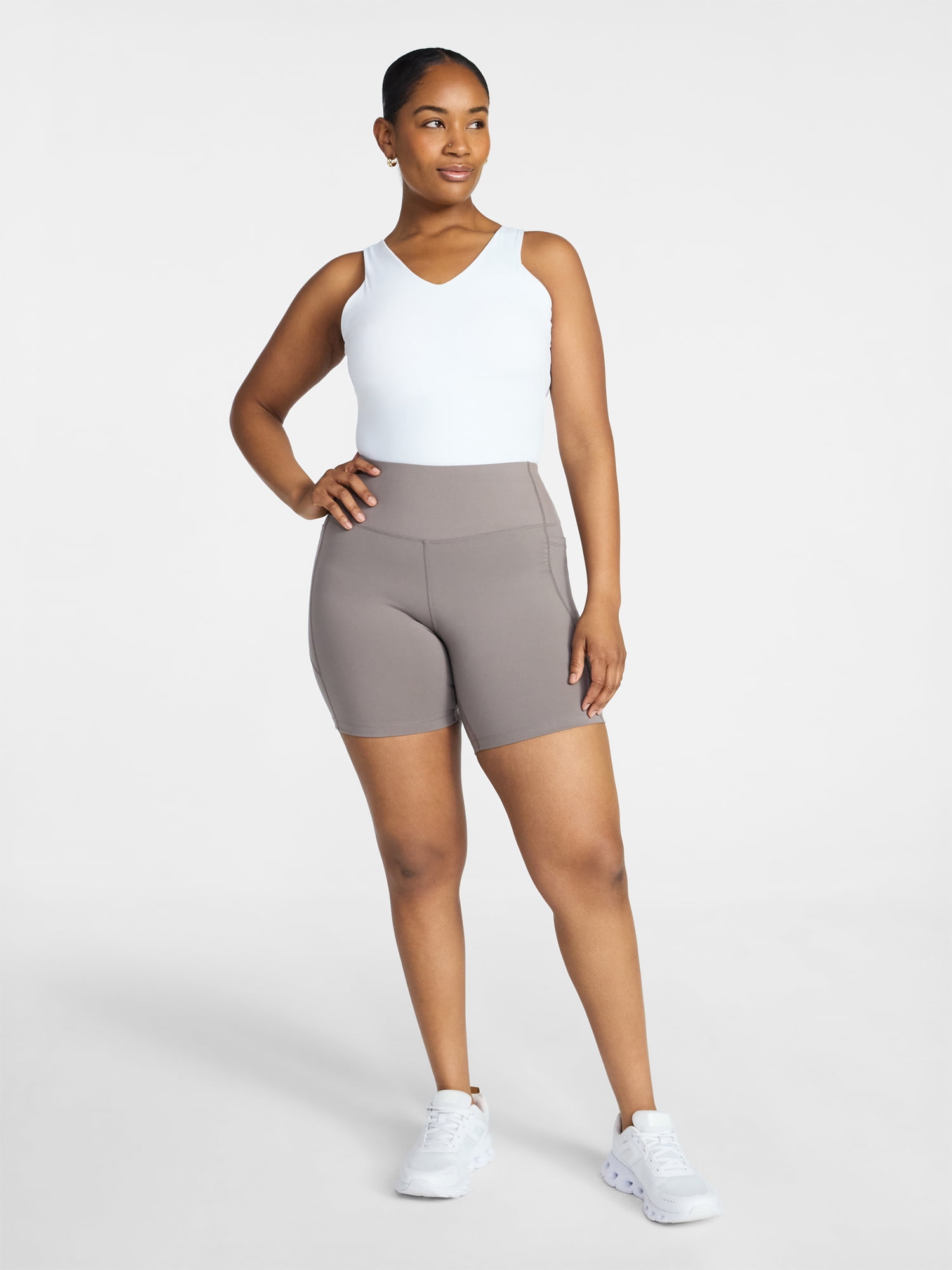 Athletic Works Women's and Women's Plus High Rise Bike Shorts, 7" Inseam, Size XS-4X