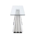 thumbnail image 3 of Chintaly Contemporary 18" X 55" Glass Sofa Table With Flare Pyramid Base, 3 of 4