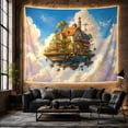 thumbnail image 6 of Clock Faces Gears with Level Floating House Perched, Mystical Fantasy for Space Lovers, Galaxy Room Decor, Mother'S Day Gift, Tapestry Wall Hanging for Bedroom and Dorm, 6 of 7