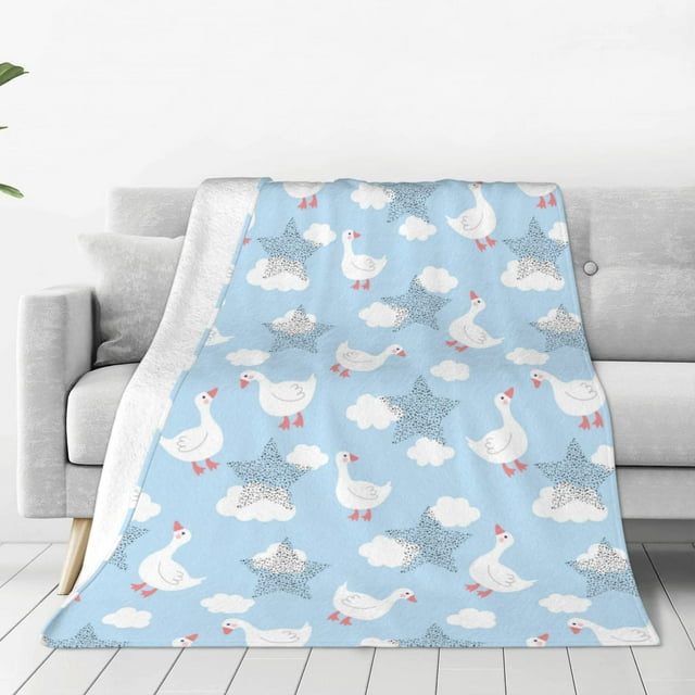 Balery Cute Goose On A Blue Sky Manta de Felpa Suave y Acogedora – Cobija de Franela Aterciopelada para Cama, Lavable y Cálida para Sofá, Mascotas, Transpirable-40"x30"