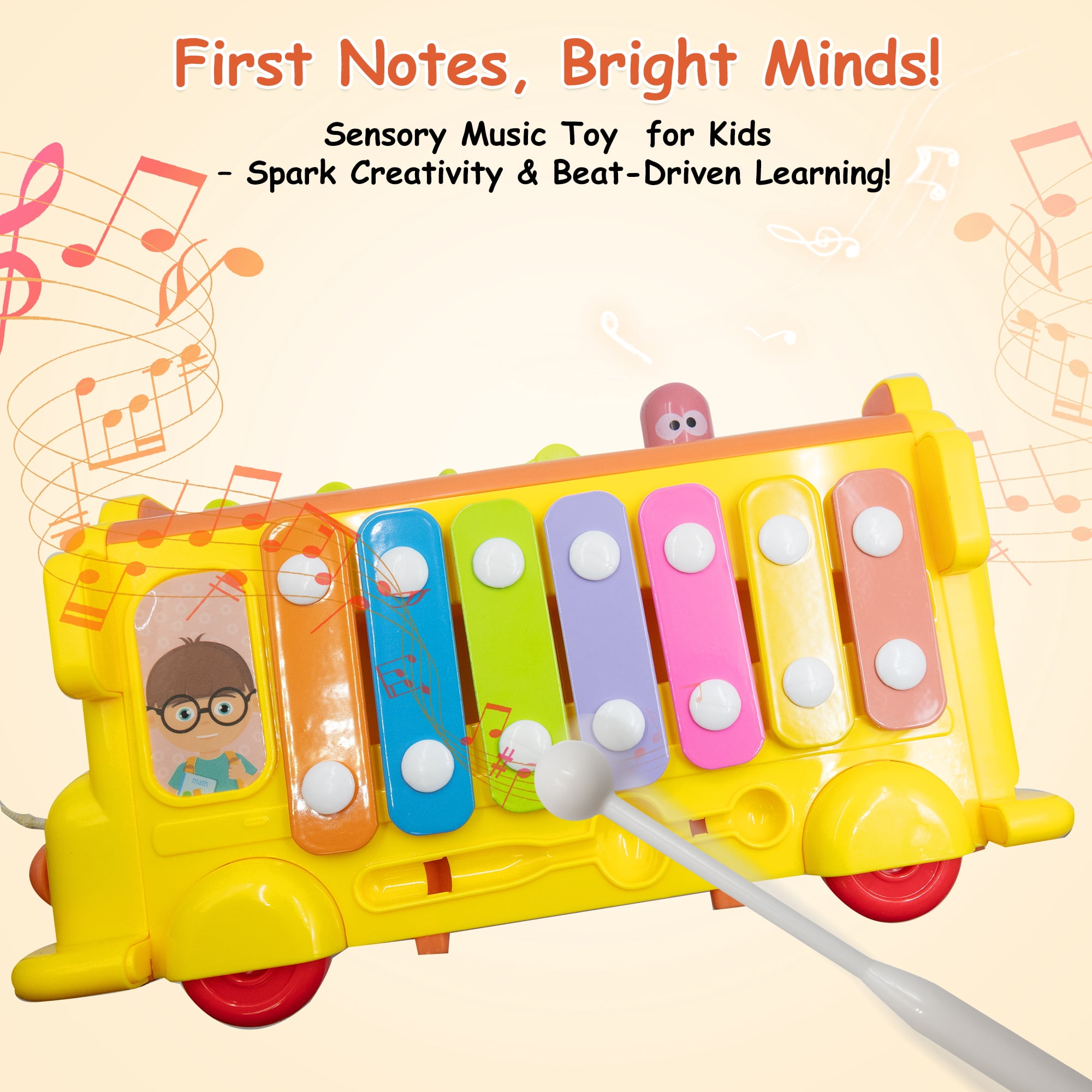 SaveJoy Toddler Busy Bus Learning Toy Montessori Baby Sensory Toys,Educational Gifts for Kids Boys & Girls