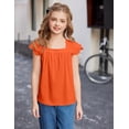 thumbnail image 2 of Arshiner Girls Summer Tops Short Sleeve Square Neck Lace Openwork Pleated Blouse Tunic Tops, 2 of 6