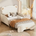 thumbnail image 2 of Twin Xl Bed In Beige With Foldable Feature And Bear Headboard Stretchy For Bedroom, 2 of 7