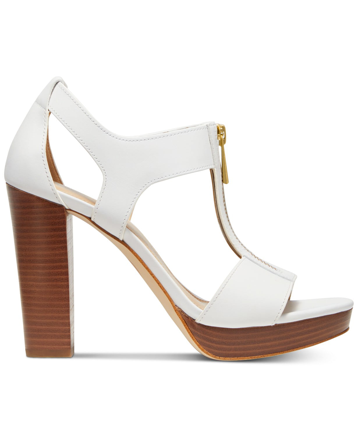 Michael Kors MK Women's Berkley Leather Platform Dress Sandals Shoes Optic  White (9) 