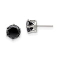 thumbnail image 2 of Stainless Steel Polished 9mm Black Round CZ Stud Post Earrings, 2 of 7