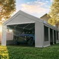 thumbnail image 6 of Quictent 13x25 ft Heavy Duty Carports with Side Zipper Doors & Snowproof Steel Cables & Ventilated Windows, Waterproof Storage Shelter for Outdoor Equipment, Gray, 6 of 9