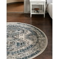 thumbnail image 3 of Rugs.com Charlotte Collection Rug – 5 Ft Round Aqua Low-Pile Rug Perfect For Kitchens, Dining Rooms, 3 of 9