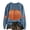 Blue, variant on JULMCOMO Halloween Sweatshirt for Women Pumpkin Print Loose Casual Pullover Holiday Sweatshirts Crew Neck Long Sleeve Party Graphic Tees Blue 3XL