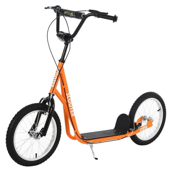 Youth Scooter Kick Scooter for Kids 5  with Adjustable Handlebar 16" Front and Rear Dual Brakes Inflatable Wheels Orange