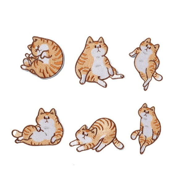 6 Pcs Kitten Iron on Patches Sew on Applique Patches Cats Embroidery Patches