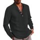 thumbnail image 5 of Camisas De Para Hombre Moda para hombre Casual Primavera y otoño Moda Color sólido Botón Manga larga Cuello Camisa Top (Black, 5XL), 5 of 6