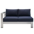 thumbnail image 4 of Modway Shore Sunbrella® Fabric Aluminum Outdoor Patio Left-Arm Loveseat in Silver Navy, 4 of 6