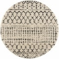 thumbnail image 3 of Hauteloom Berber Shag Collection - Kibureau Farmhouse Living Room Bedroom Round Area Rug with Tassel - Fluffy Plush High Pile Carpet - Southwestern Bohemian Tribal Style - Beige, Black - 7'10" Circle, 3 of 19