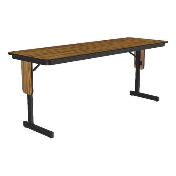 Correll SP 24x60 Contemporary Metal/Wood Folding Seminar Table in Medium Oak