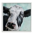 thumbnail image 5 of Gentle Farm Cow Painting on Blue Animals & Insects Framed Art Print Wall Art, 17x17, 5 of 5
